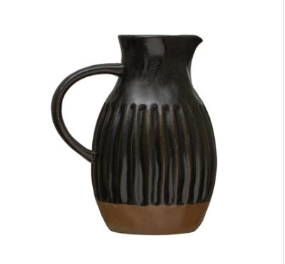 DF4890 Stoneware Pitcher, Matte Black Reactive Glaze